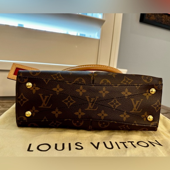 Louis Vuitton Monogram Canvas Red Leather V Tote Two-Way Handbag Purse - Picture 7 of 15